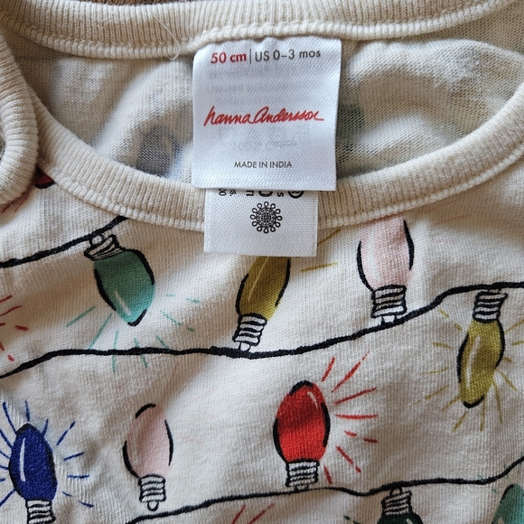 Hanna Andersson 0-3M Christmas Lights Romper & Shirt Holiday Outfit - Picture 2 of 3